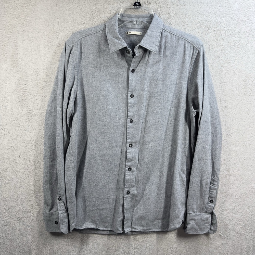 O.N.S One Nice Shirt Button Front Soft Cotton‎ Shirt Men's M Preppy Office Gray